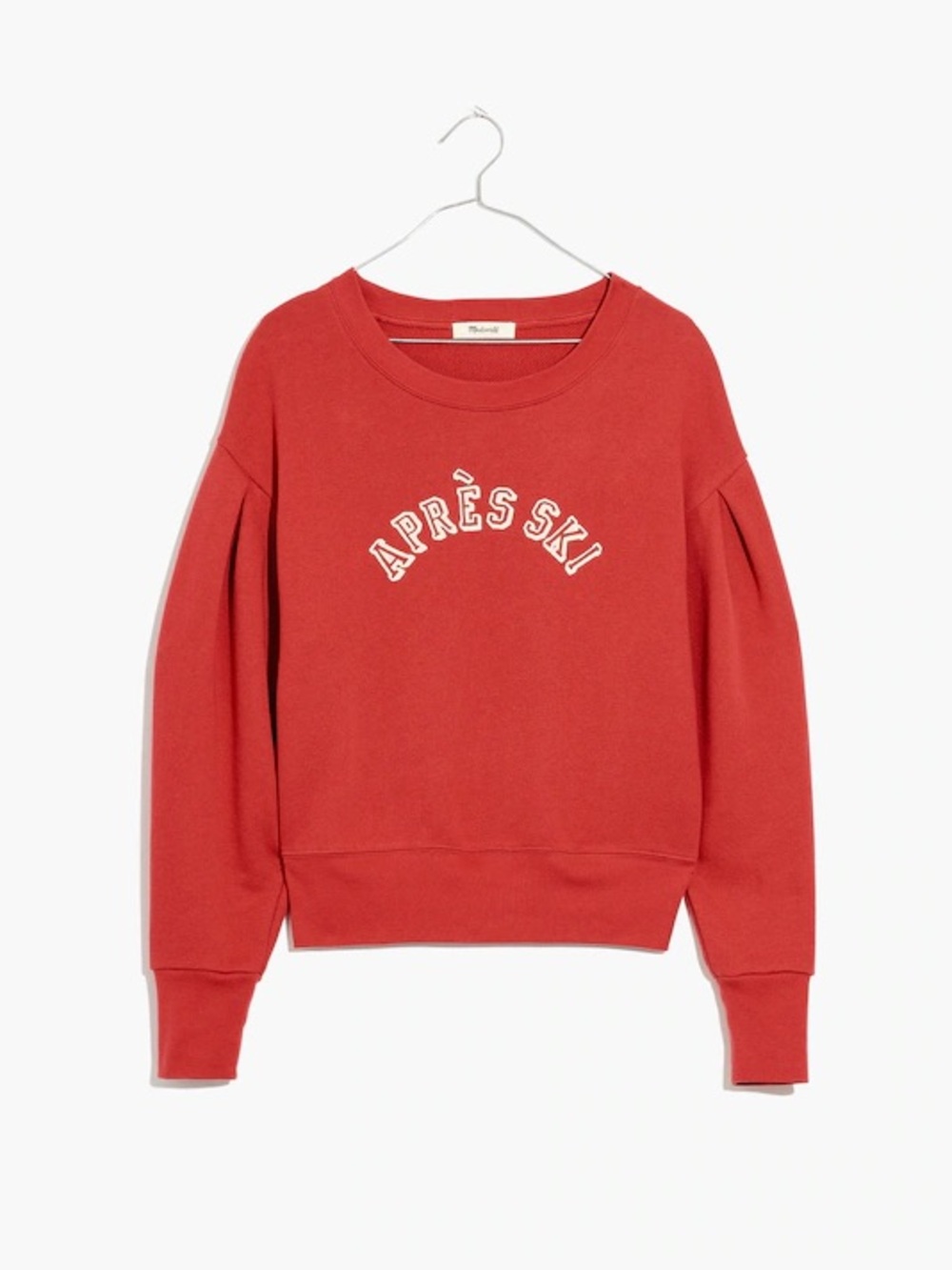 Madewell Red "AprĂšsâ Ski" Crewneck Sweatshirt Size Medium